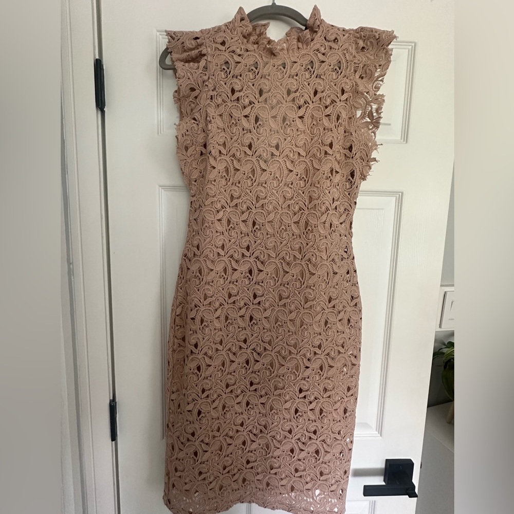Zara Pink Sheath Mini Dress Sleeveless Crew Neck
